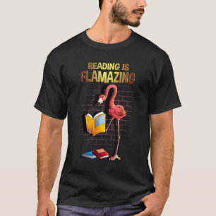 Koel lezen ontvlamt grappig Flamingo Book Read T-shirt