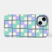 Koel Licht Paarse Vierkanten iPhone 15 Case (Achterkant horizontaal)