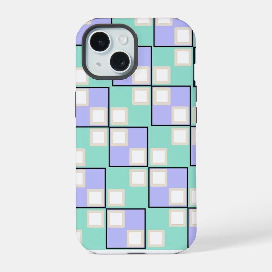 Koel Licht Paarse Vierkanten iPhone 15 Case (Achterkant)