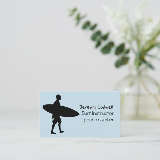 Koel Lichte Blauwe Instructeur van het Surf Visitekaartje (Staand voorkant)