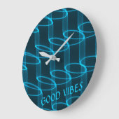 Koel Lichtgevend Blauw Golfpatroon Aangepaste Teks Grote Klok (Hoek)