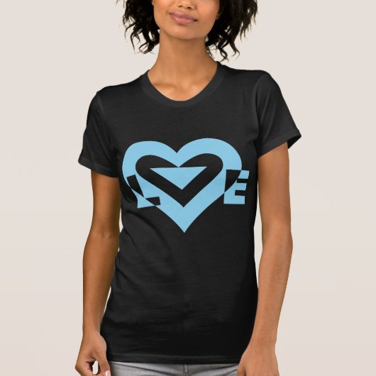 Koel liefdesgrafisch, blauw t-shirt (Voorkant)
