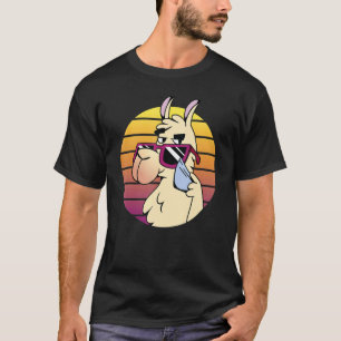 Koel Llama met zonnebrillen Alpaca Retro Vibe voor T-shirt