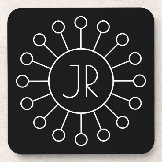 Koel  Logo Stijl Monogram | Zwart-wit Bier Onderzetter (Voorkant)
