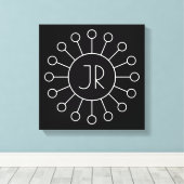 Koel Logo Stijl Monogram | Zwart-wit Canvas Afdruk (Insitu (Houten vloer))