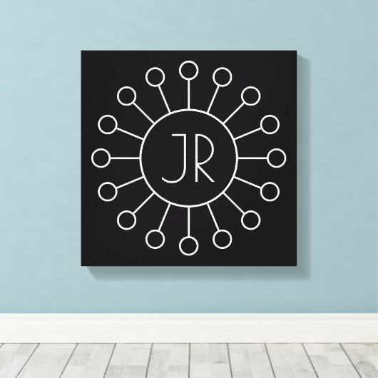 Koel  Logo Stijl Monogram | Zwart-wit Canvas Afdruk (Insitu (Houten vloer))