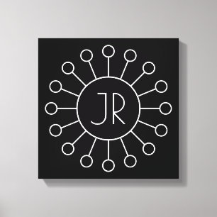 Koel  Logo Stijl Monogram   Zwart-wit Canvas Afdruk