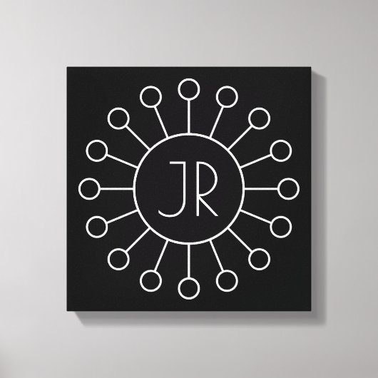 Koel Logo Stijl Monogram | Zwart-wit Canvas Afdruk (Voorkant)