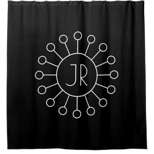 Koel Logo Stijl Monogram | Zwart-wit Douchegordijn (Voorkant)