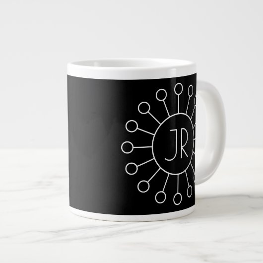 Koel  Logo Stijl Monogram | Zwart-wit Grote Koffiekop (Voorkant rechts)