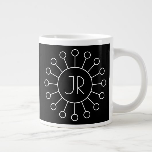 Koel  Logo Stijl Monogram | Zwart-wit Grote Koffiekop (Rechts)