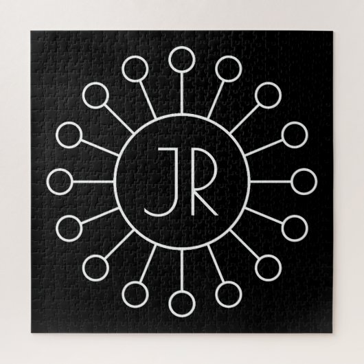 Koel Logo Stijl Monogram | Zwart-wit Legpuzzel (Verticaal)