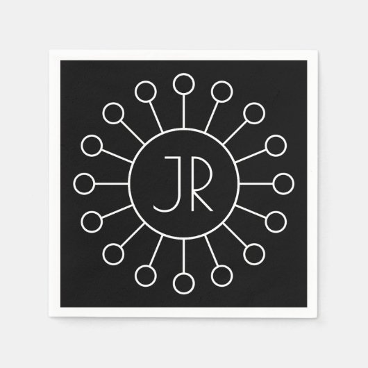 Koel  Logo Stijl Monogram | Zwart-wit Servet (Voorkant)