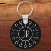 Koel Logo Stijl Monogram | Zwart-wit Sleutelhanger (Voorkant)