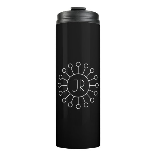 Koel  Logo Stijl Monogram | Zwart-wit Thermosbeker (Voorkant)