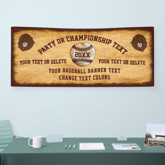 Koel  look Baseball Banner Jouw tekst-kleuren (Beurs)