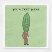 Koel Man in pak Grote Groene augurk Hoofd met Gezi Servet (Voorkant)