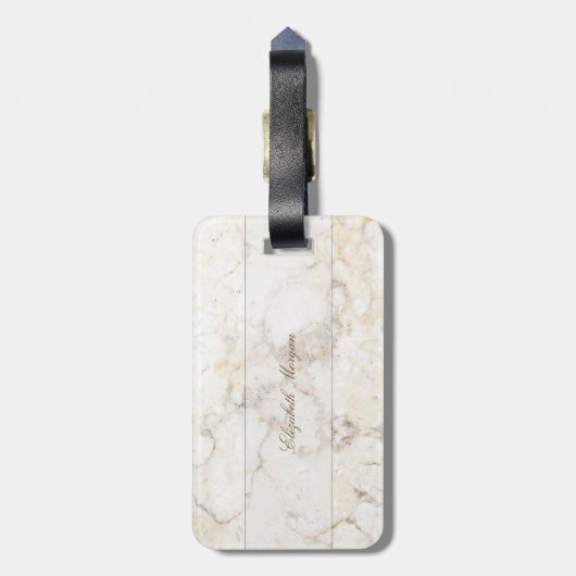 Koel marmer, monogram-gepersonaliseerd bagagelabel (Achterkant verticaal)
