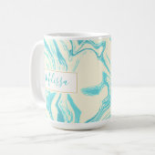 Koel marmer-ontwerp in Turquoise en Cream Custom Koffiemok (Voorkant links)