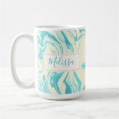 Koel marmer-ontwerp in Turquoise en Cream Custom Koffiemok (Links)
