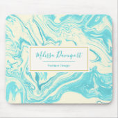 Koel marmer-ontwerp in Turquoise en Cream Custom Muismat (Voorkant)