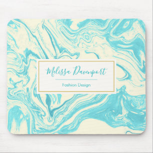 Koel marmer-ontwerp in Turquoise en Cream Custom Muismat
