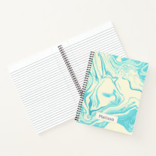 Koel marmer-ontwerp in Turquoise en Cream Custom Notitieboek
