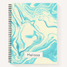 Koel marmer-ontwerp in Turquoise en Cream Custom Notitieboek