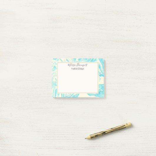 Koel marmer-ontwerp in Turquoise en Cream Custom Post-it® Notes (Op bureau)
