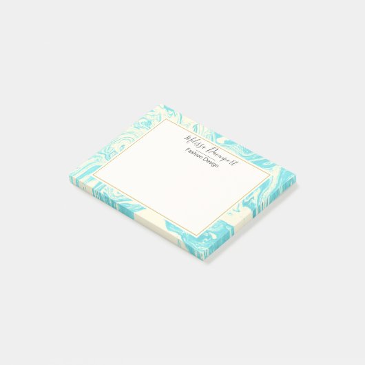 Koel marmer-ontwerp in Turquoise en Cream Custom Post-it® Notes (Schuin)
