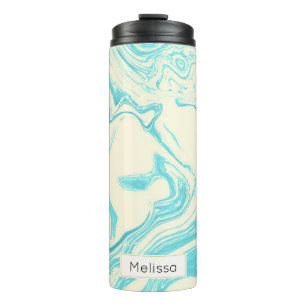 Koel marmer-ontwerp in Turquoise en Cream Custom Thermosbeker