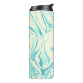 Koel marmer-ontwerp in Turquoise en Cream Custom Thermosbeker (Gedraaid links)