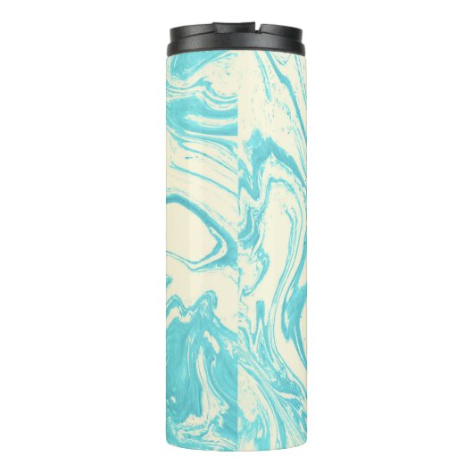 Koel marmer-ontwerp in Turquoise en Cream Custom Thermosbeker (Achterkant)