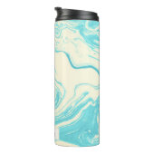 Koel marmer-ontwerp in Turquoise en Cream Custom Thermosbeker (Geroteerd rechts)