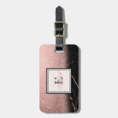 Koel marmer textuur, Glitter Monogram-Gepersonalis Bagagelabel (Voorkant verticaal)