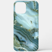 Koel marmeren patroon Monogram Case-Mate iPhone Case (Achterkant)