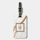 Koel marmeren steenstructuur, met monogram geperso bagagelabel (Voorkant verticaal)