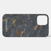 Koel marmeren stenen textuur grijs goud Case-Mate iPhone case (Achterkant (horizontaal))