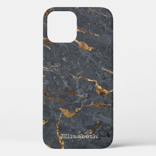 Koel marmeren stenen textuur grijs goud Case-Mate iPhone case (Achterkant)