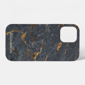 Koel marmeren stenen textuur grijs goud iPhone hoesje (Achterkant horizontaal)