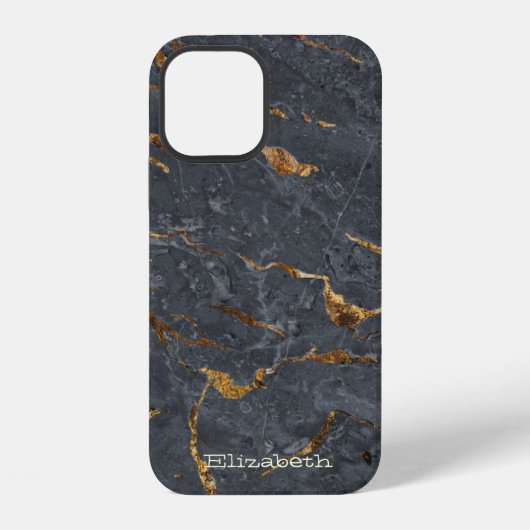 Koel marmeren stenen textuur grijs goud iPhone hoesje (Achterkant)