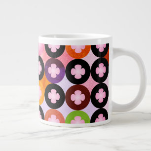 Koel Meerkleurige Cirkels & Roze Klavers Grote Koffiekop