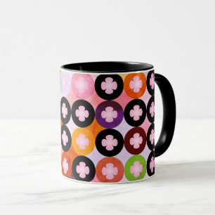 Koel Meerkleurige Cirkels & Roze Klavers Mok