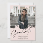 Koel met een zwarte roze afstuderen het afstuderen kaart (Voorkant)