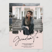 Koel met een zwarte roze afstuderen het afstuderen kaart (Voorkant / Achterkant)