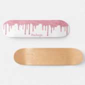 Koel met gloed roze met pit en glitter persoonlijk skateboard (Horizontaal)