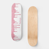 Koel met gloed roze met pit en glitter persoonlijk skateboard (Voorkant)