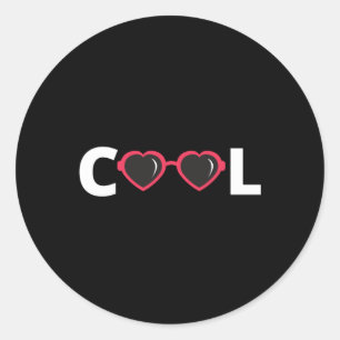 Koel - met rode zonnebrillen voor het hart ronde sticker