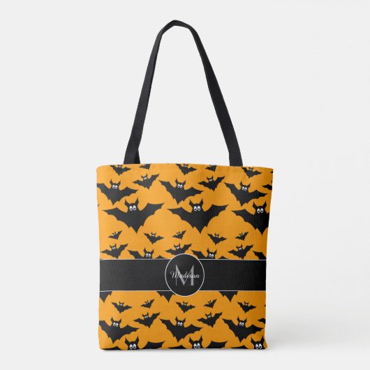 Koel met schattige vliegende vleermuizen Halloween Tote Bag (Achterkant)