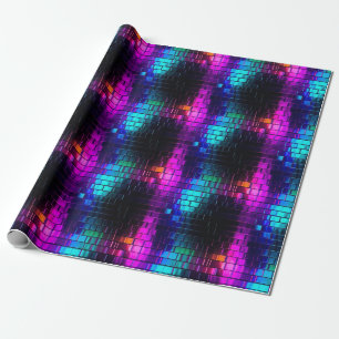 Koel Metallic Magenta Cyaan Vaporwave Tegel Patroo Cadeaupapier